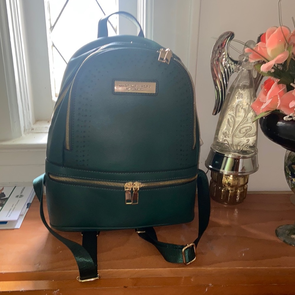 Green Leather book bag by brand Marc New York Andrew Marc